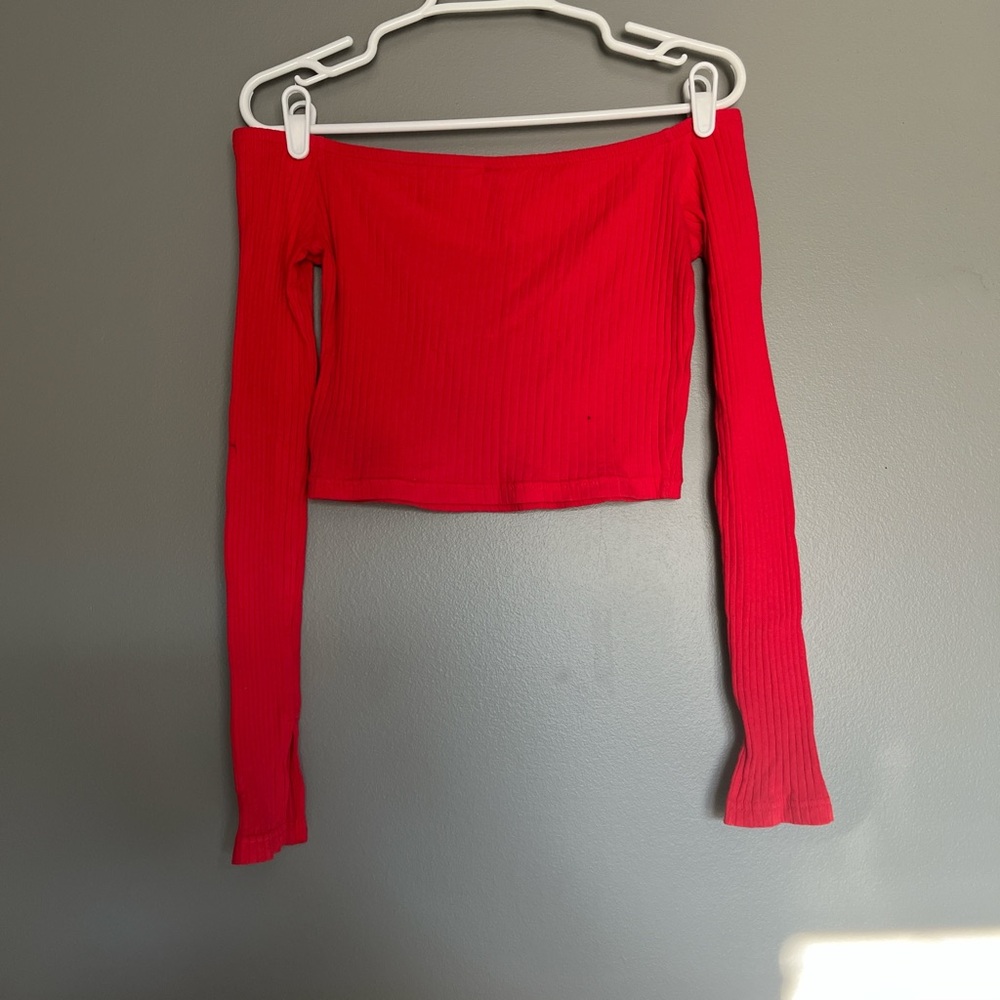 H&M Vibrant Red Ribbed Top - Picture 2 of 3